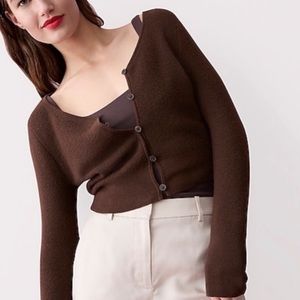 J.crew brown feather weight cashmere cardigan
